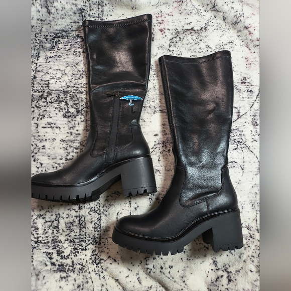 aqua college Shoes - $199 New Aqua Collège Ria Lug Faux Leather Knee High Waterproof Boots - US 9.5